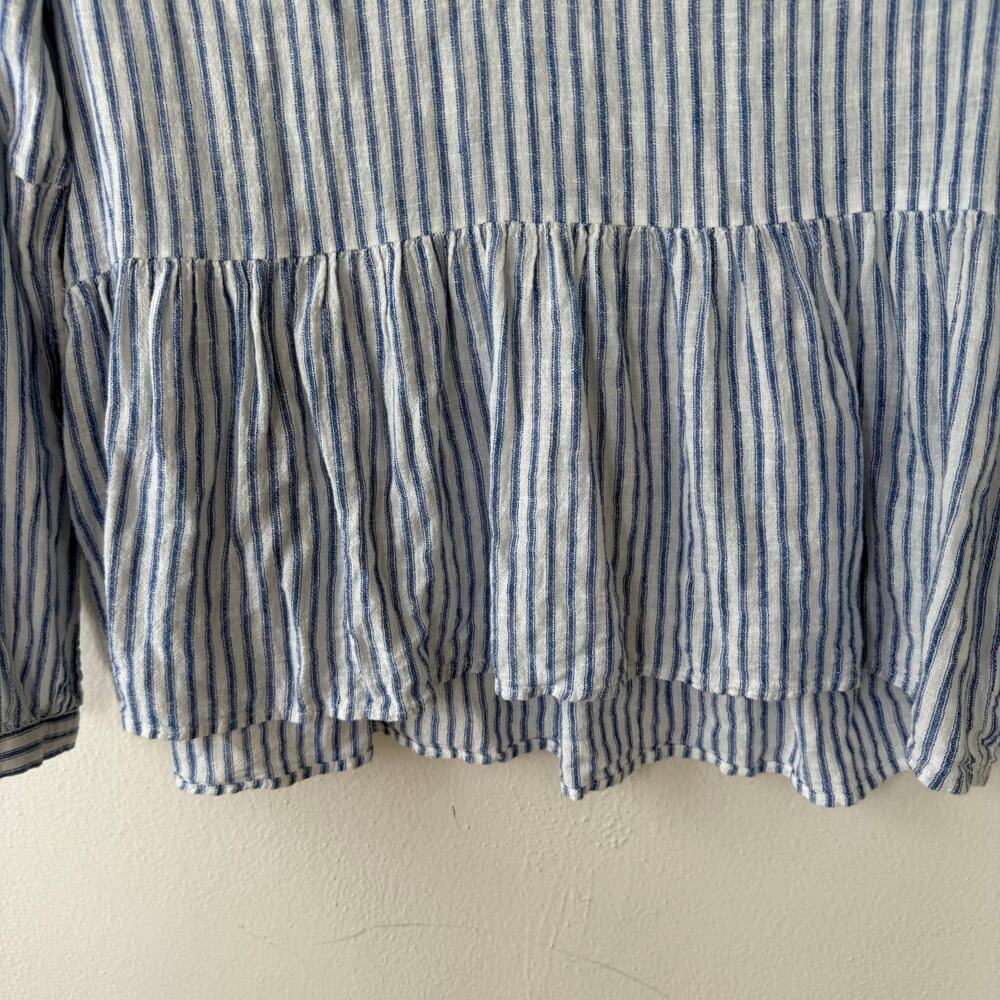Rails XS Blue White Raylyn Top Fremon ruffled V-neckline peplum waist size XS - Picture 5 of 9